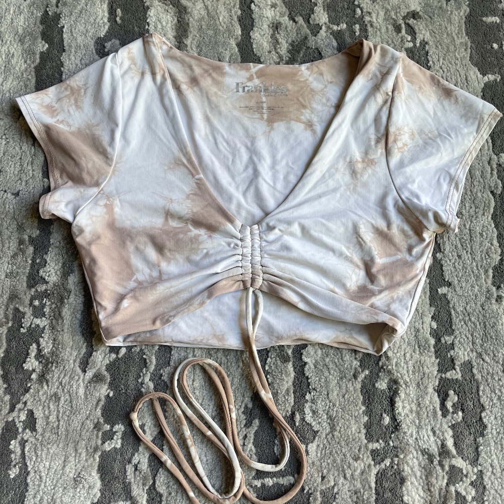 Frankie's Bikinis Ryan brown Tie-dye Swim Top
